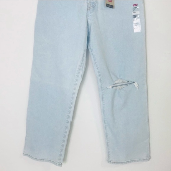 New! Levi’s Ribcage Straight Ankle Light Wash Distressed Button Fly Jeans - Picture 4 of 11
